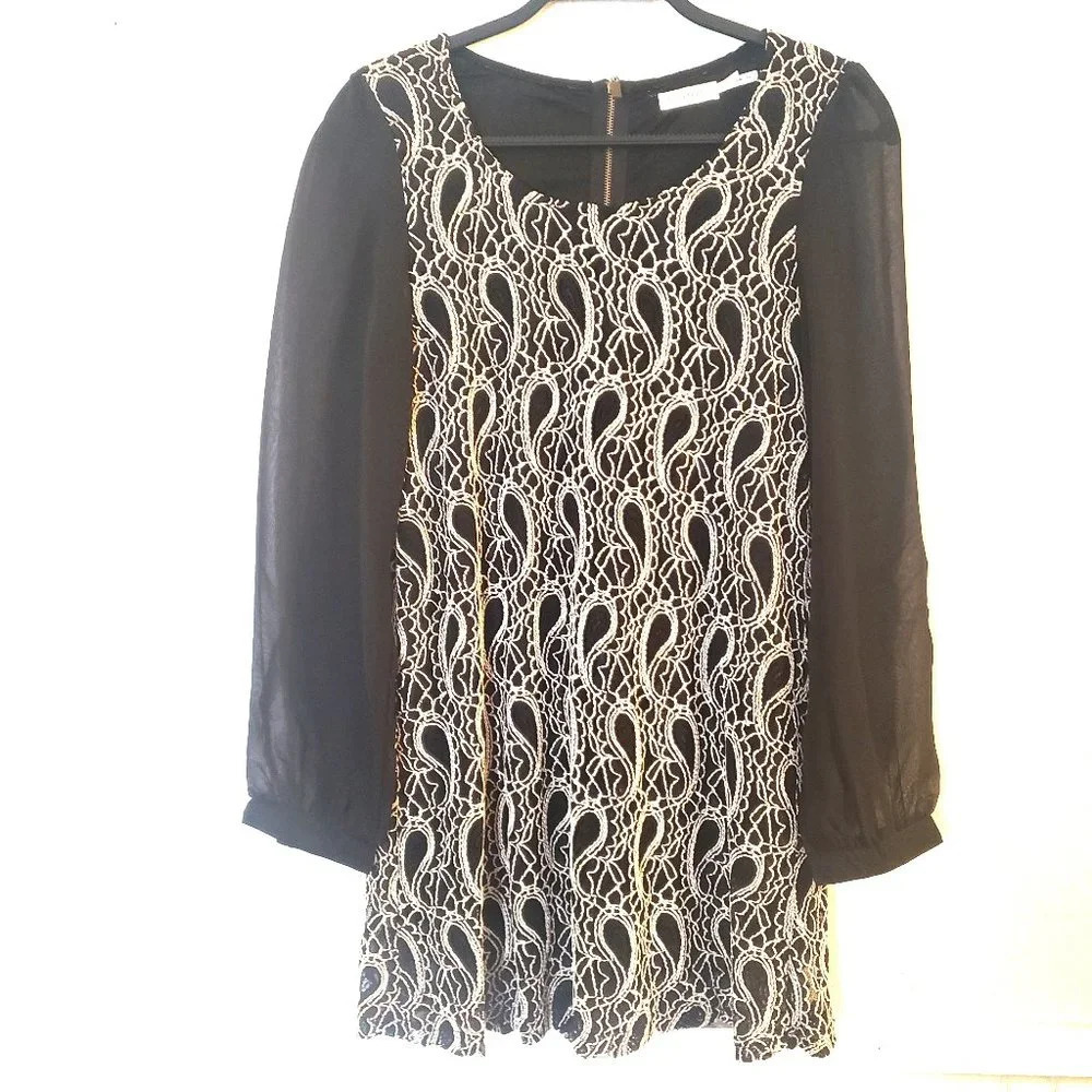 Blu Pepper‎ Black Print Dress Large